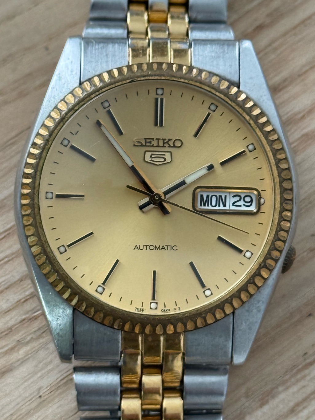 Seiko 5 Automatic Presidential Vintage Watch Two-Tone Bracelet New Crystal!